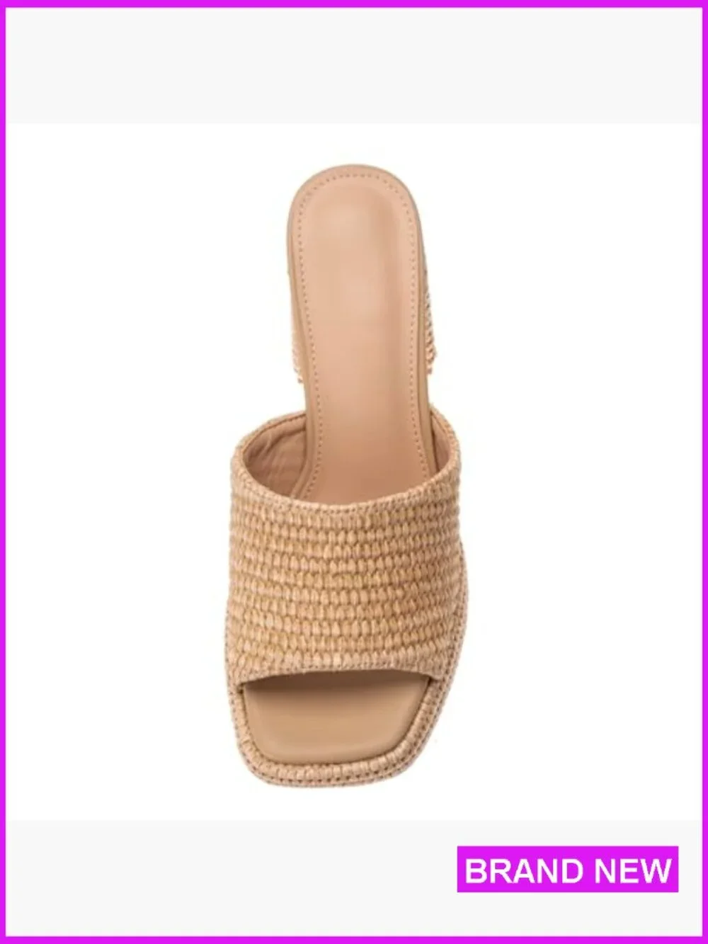 Raffia Platform Wedge Sandals Slip On Open Toe Chunky Block Heel Summer Vacation